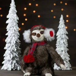 12-Inches Plush Brown Sitting Sloth Christmas Tabletop Decoration