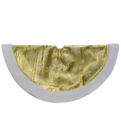 20-Inch Gold And White Metallic Snowflake Print Mini Christmas Tree Skirt