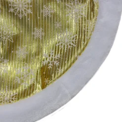 20-Inch Gold And White Metallic Snowflake Print Mini Christmas Tree Skirt