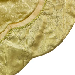 48-Inch Golden Scalloped Velvet Christmas Tree Skirt With A Metallic Trim