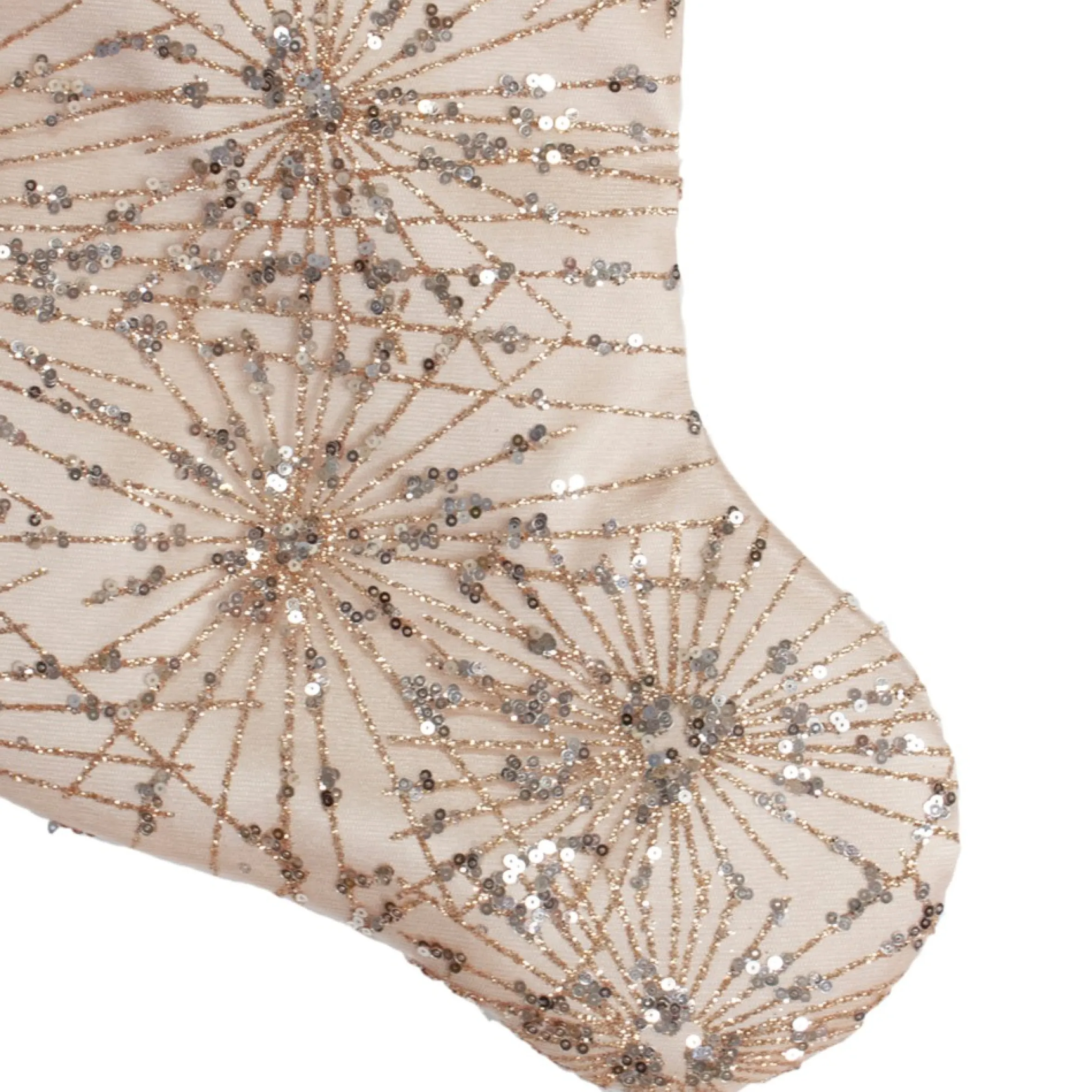 20.5-Inch Gold Glitter And Sequin Satin Cuff Christmas Stocking