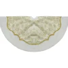 48-Inch Gold Poinsettia Glitter Christmas Tree Skirt With A Velvet Border