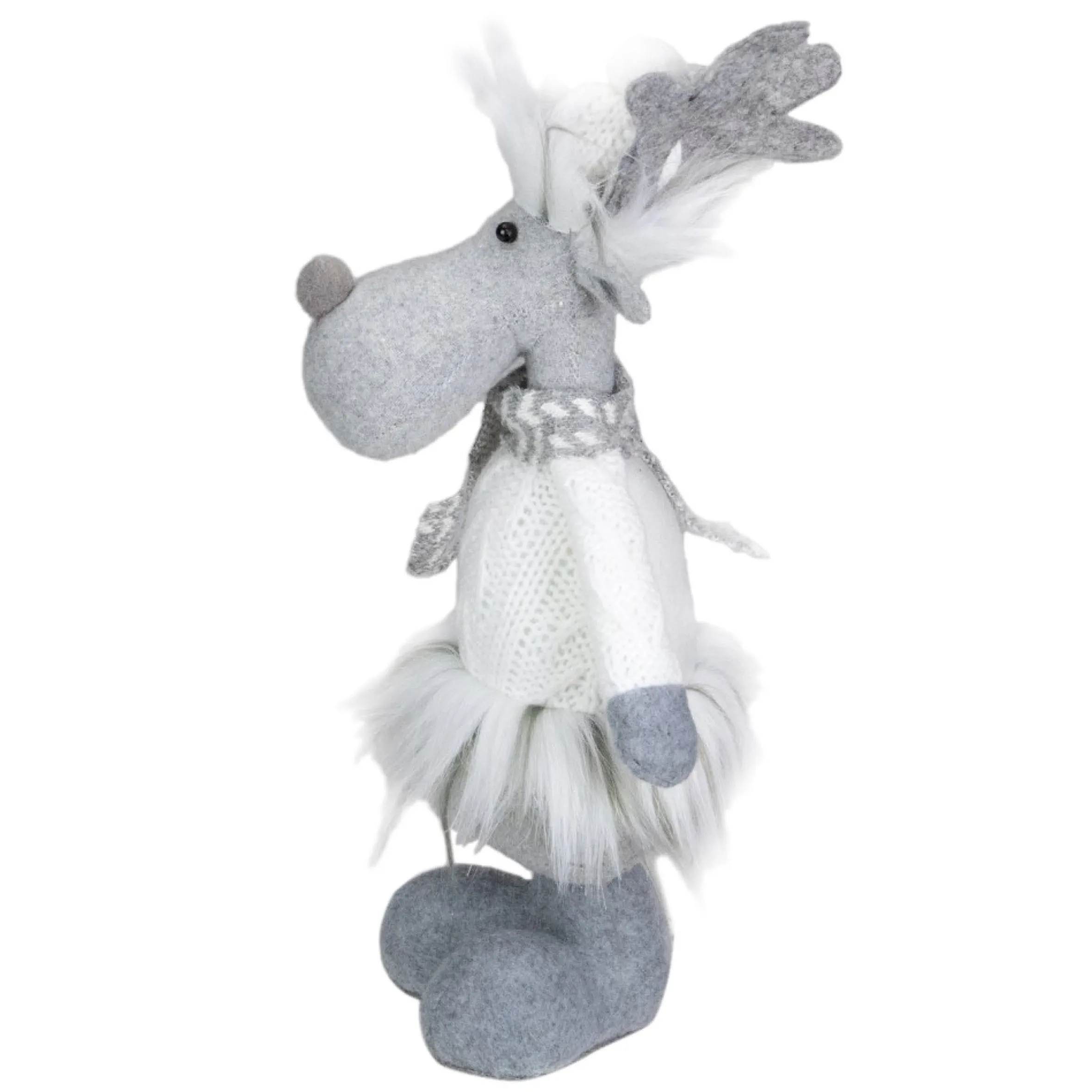 12.5-Inch Gray And White Standing Moose Tabletop Christmas Decoration
