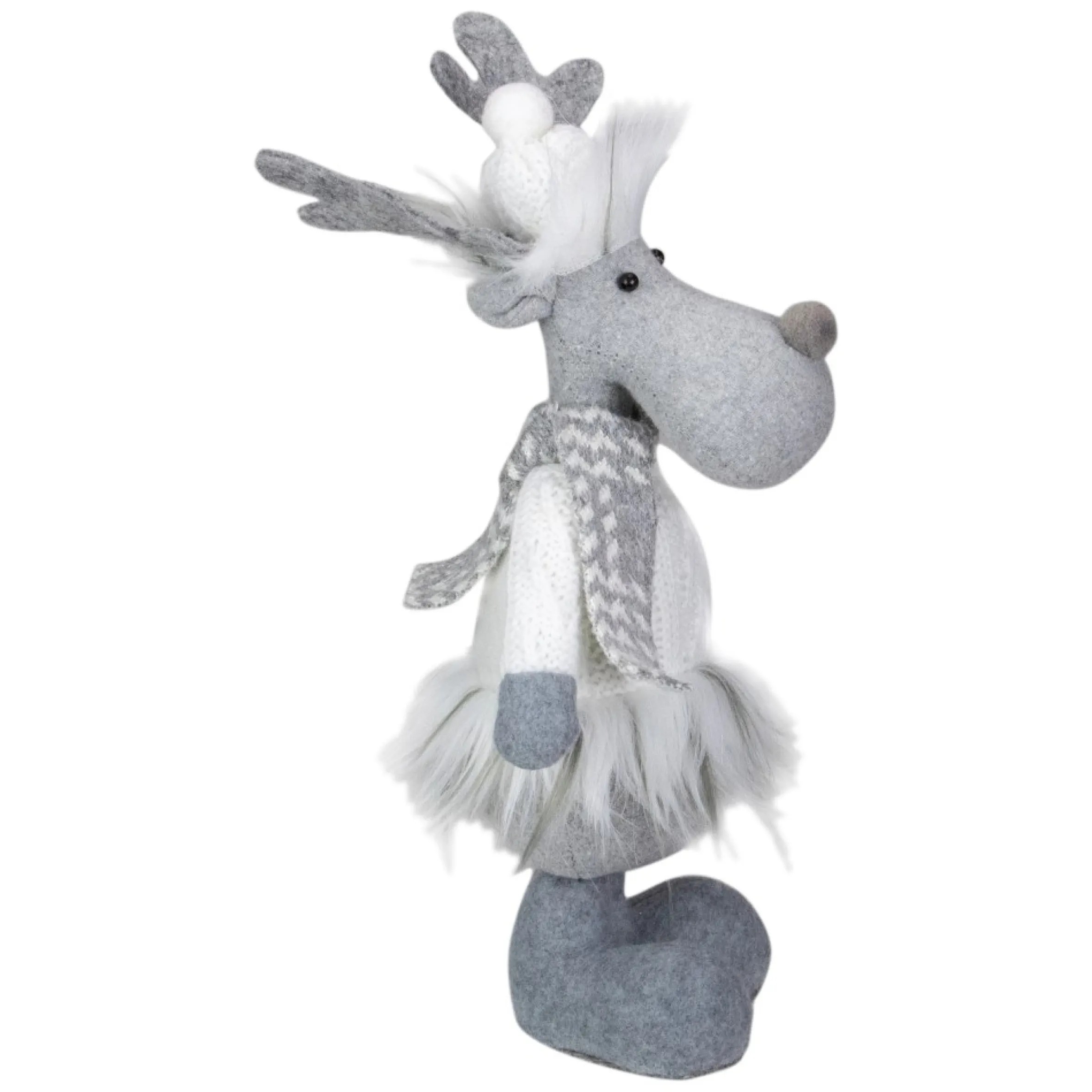12.5-Inch Gray And White Standing Moose Tabletop Christmas Decoration