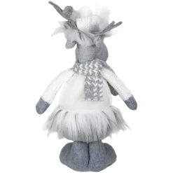 12.5-Inch Gray And White Standing Moose Tabletop Christmas Decoration