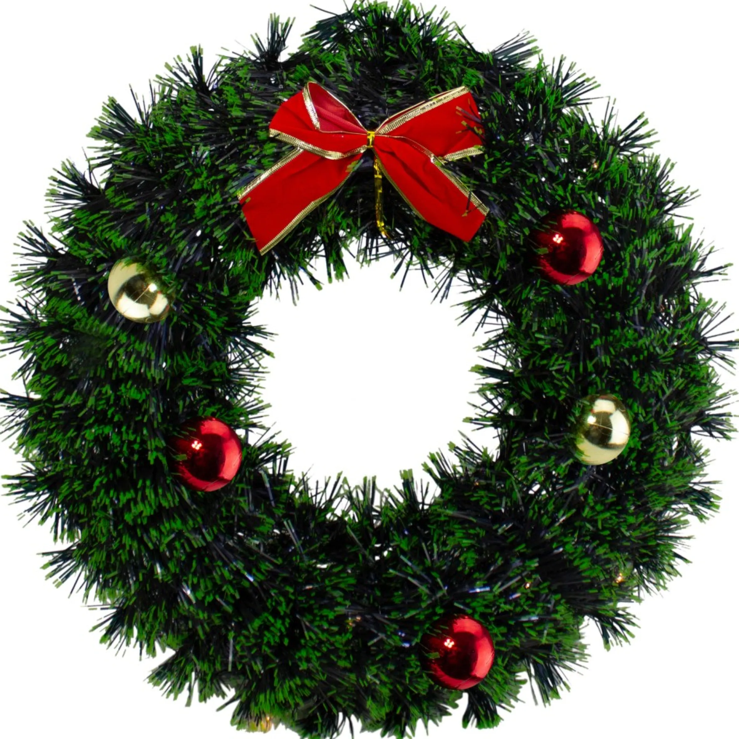 17-Inch Green Tinsel Artificial Christmas Wreath With Bow - Unlit