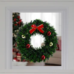 17-Inch Green Tinsel Artificial Christmas Wreath With Bow - Unlit