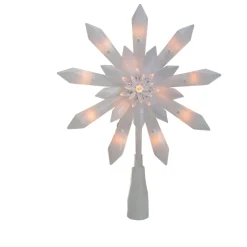 9-Inch Lighted White Snowflake Christmas Tree Topper - Clear Lights