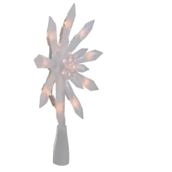 9-Inch Lighted White Snowflake Christmas Tree Topper - Clear Lights