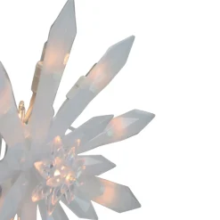 9-Inch Lighted White Snowflake Christmas Tree Topper - Clear Lights