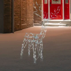 48-Inch Lighted White Standing Reindeer Animated Outdoor Christmas Decoration