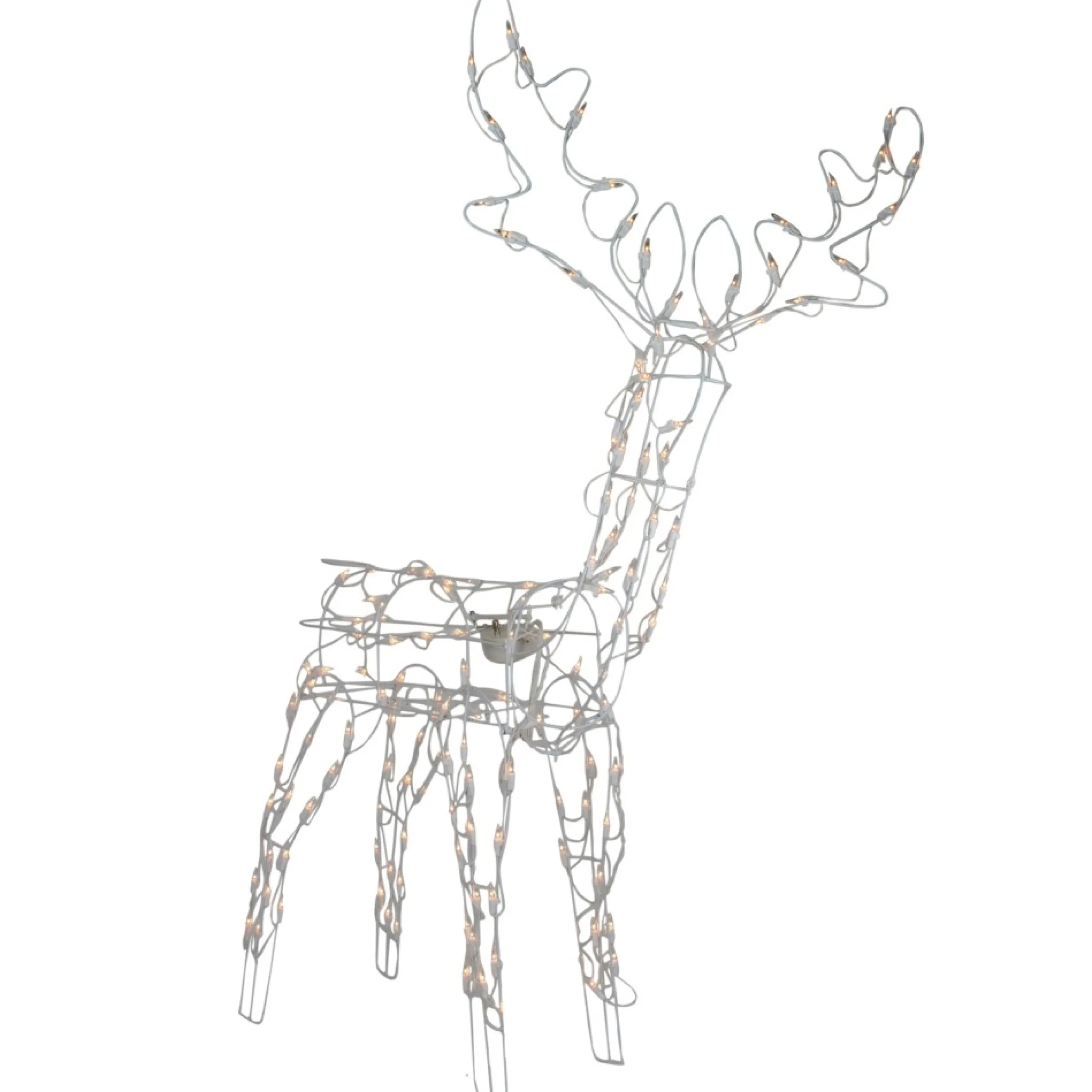 48-Inch Lighted White Standing Reindeer Animated Outdoor Christmas Decoration