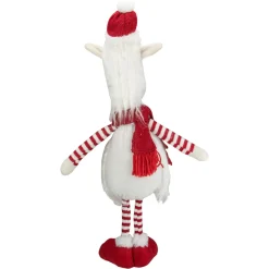 26-Inch Plush Red And White Standing Llama Table Top Christmas Decoration