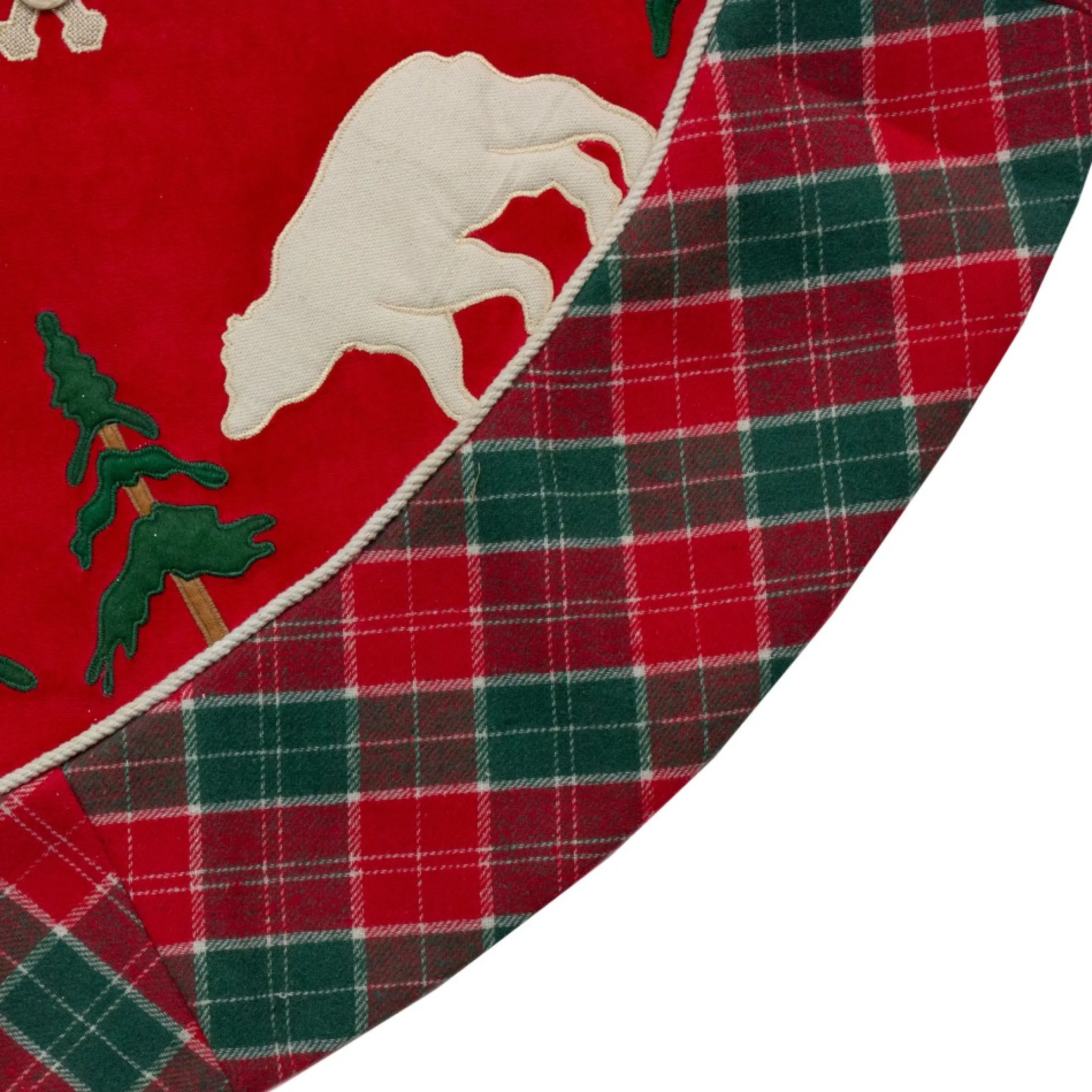 48-Inch Red And Green Velvet Plaid Christmas Tree Skirt