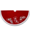 48-Inch Red And White Embroidered Winter Mittens Christmas Tree Skirt