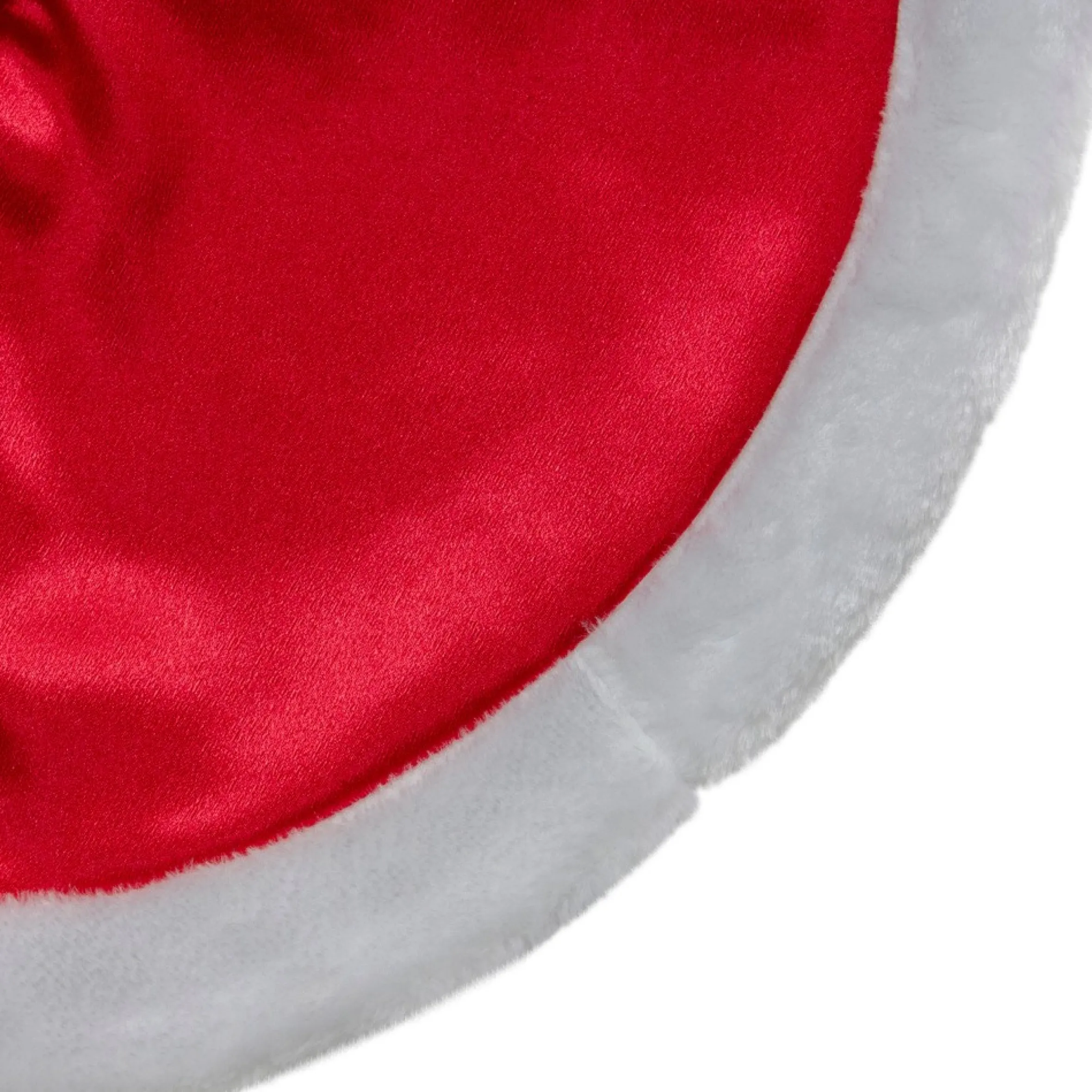 20-Inch Red Satin Mini Christmas Tree Skirt With A White Faux Fur Trim