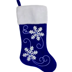 20.5-Inch Royal Blue Velvet And White Snowflake Christmas Stocking