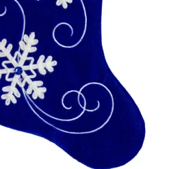 20.5-Inch Royal Blue Velvet And White Snowflake Christmas Stocking