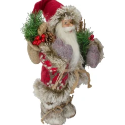 12-Inch Standing Outdoor Santa Christmas Figure With Fur Boots And Presents
