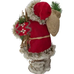 12-Inch Standing Outdoor Santa Christmas Figure With Fur Boots And Presents