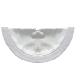 20-Inch White Satin Mini Christmas Tree Skirt With A Faux Fur Border