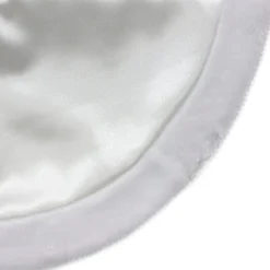 20-Inch White Satin Mini Christmas Tree Skirt With A Faux Fur Border