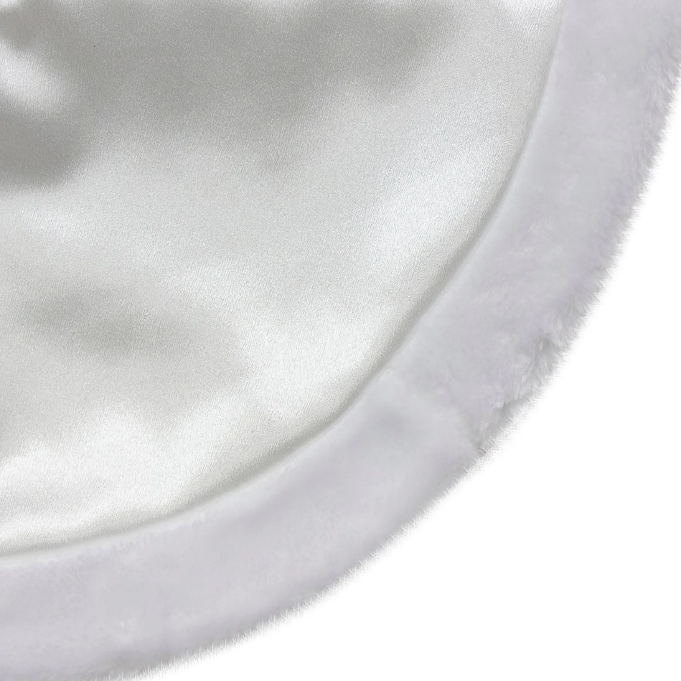 20-Inch White Satin Mini Christmas Tree Skirt With A Faux Fur Border