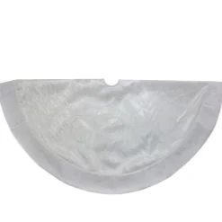 48-Inch White Sheer Organza With Faux Fur Trim Christmas Tree Skirt