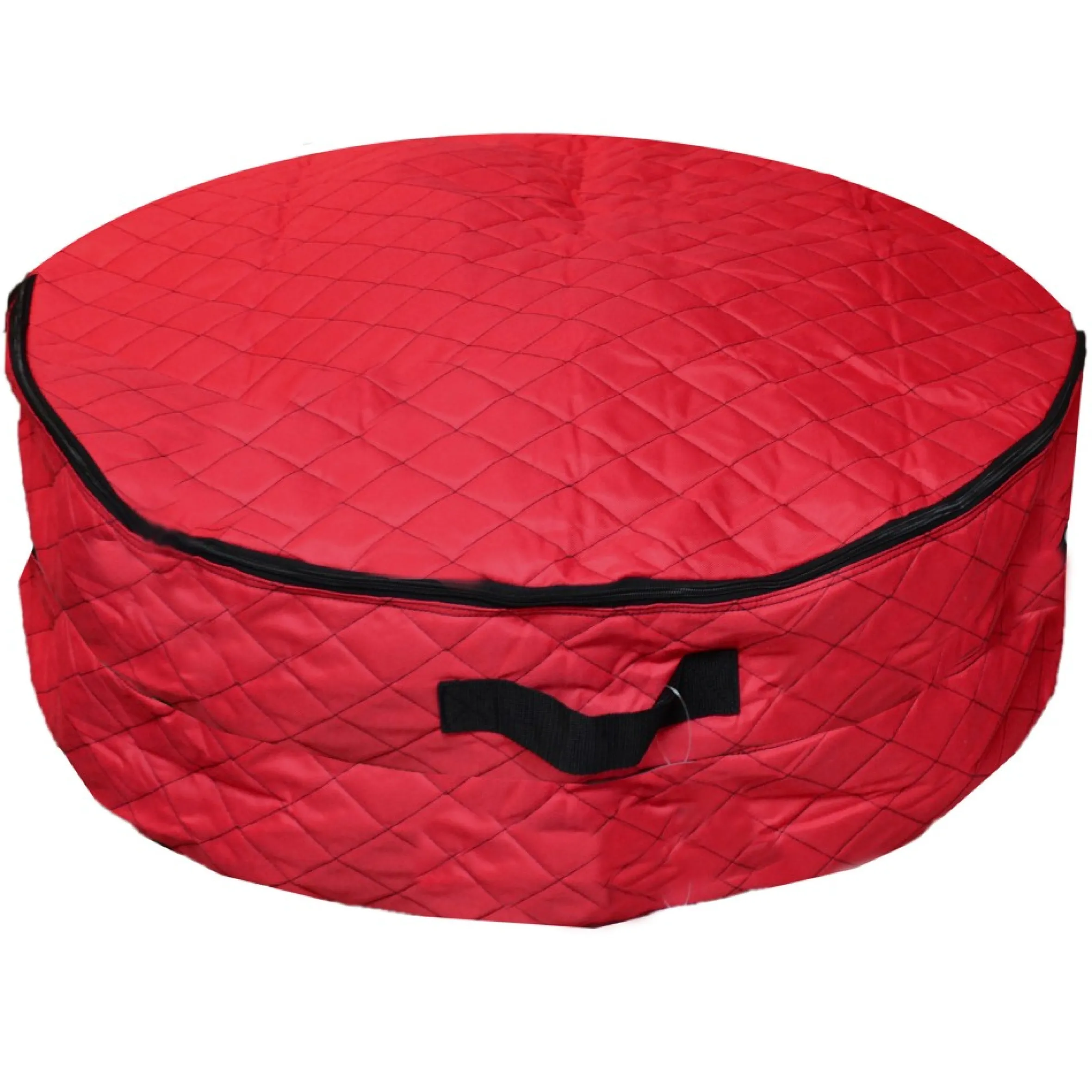 2-In-1 Quilted Red Zip Up Christmas Garland And Wreath Storage Bag 36"