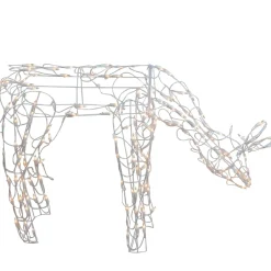 48In White Feeding Doe Lighted Outdoor Christmas Decoration