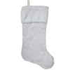 20.5" Iridescent Glitter Snowflake Print Christmas Stocking With Faux Fur Cuff