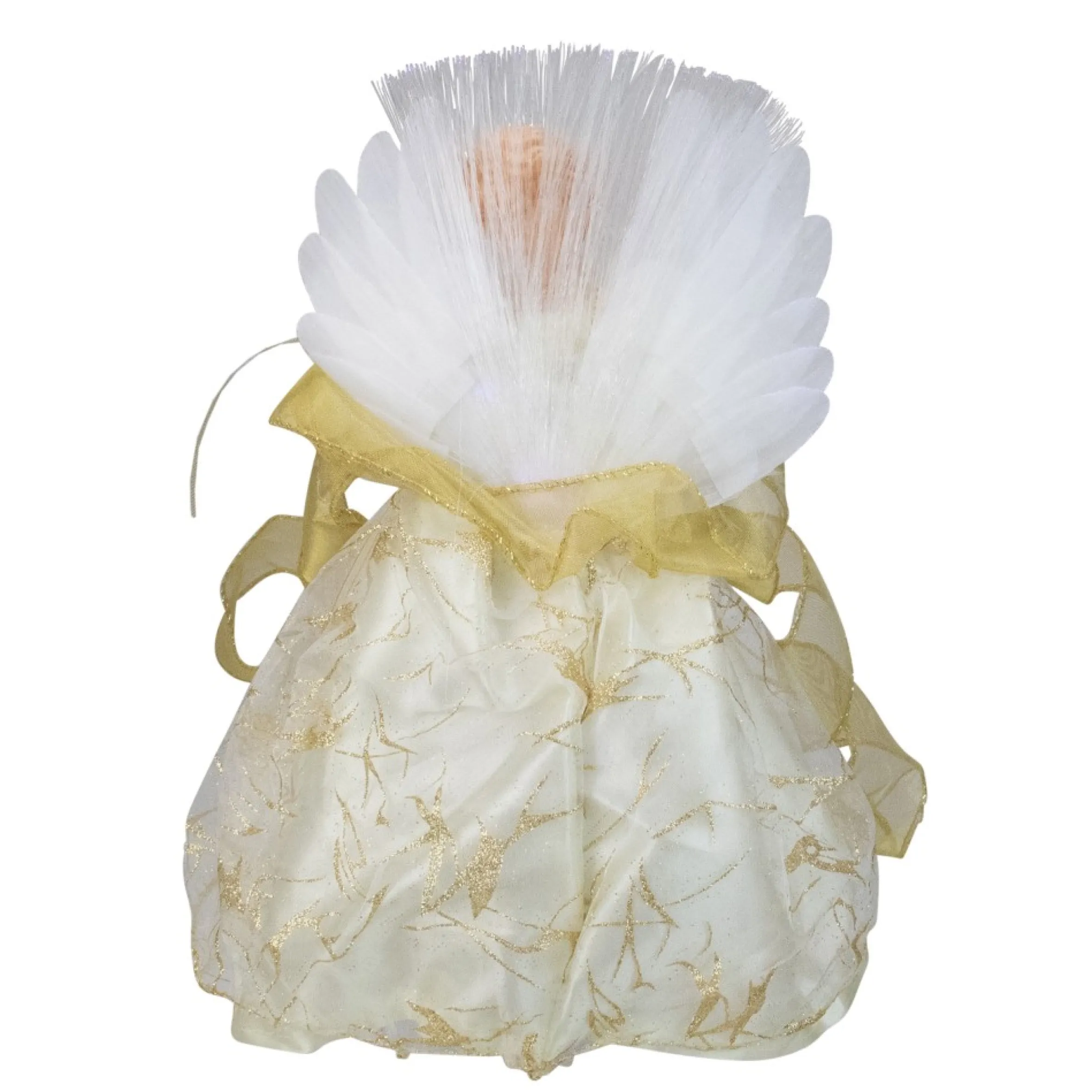 12" Ivory And Gold Lighted Angel Christmas Tree Topper - Clear Lights