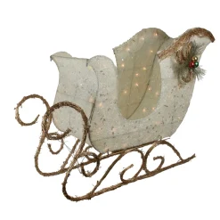 39.25" Ivory And Gold Sleigh Outdoor Christmas Decoration