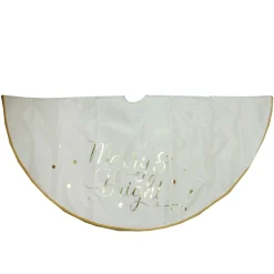 48" Ivory White Merry And Bright Christmas Tree Skirt