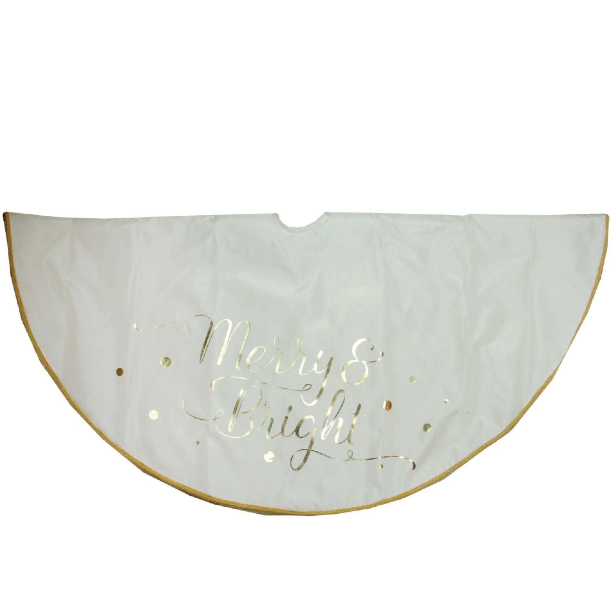 48" Ivory White Merry And Bright Christmas Tree Skirt