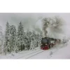 Large Fiber Optic And Led Lighted Winter Woods With Train Canvas Wall Art 23.5" X 15.5"