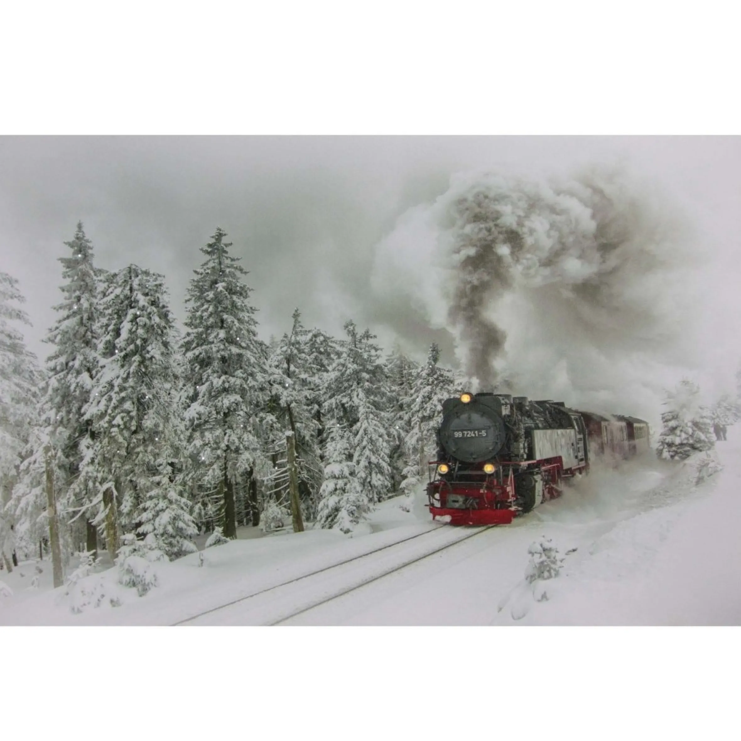 Large Fiber Optic And Led Lighted Winter Woods With Train Canvas Wall Art 23.5" X 15.5"