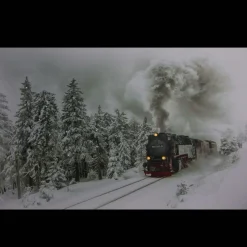 Large Fiber Optic And Led Lighted Winter Woods With Train Canvas Wall Art 23.5
