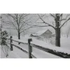 Large Fiber Optic Lighted Snowy Winter Cabin Canvas Wall Art 23.5" X 15.5"