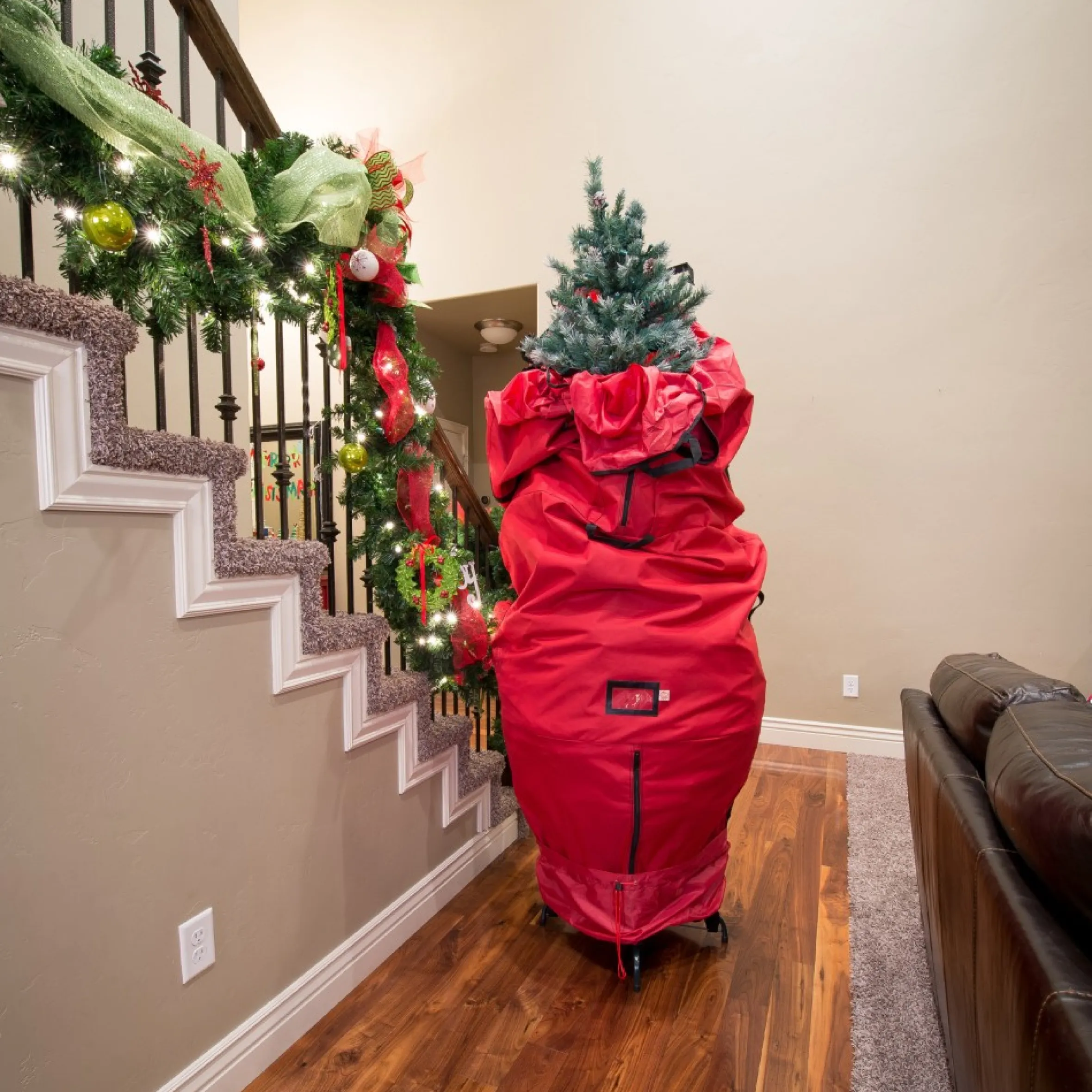 96" Large Red Upright Christmas Tree Protective Storage Bag - For Artificial Trees