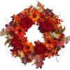 Leaves And Flowers Fall Harvest Wreath - 24-Inch, Unlit