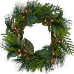 Leaves, Berry And Cedar Artificial Christmas Wreath - 20-Inch, Unlit