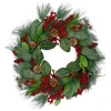 Leaves, Berry And Pine Needle Artificial Christmas Wreath - 24-Inch, Unlit