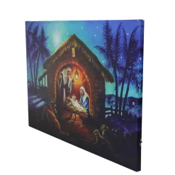 Led Fiber Optic Lighted Nativity Scene Christmas Wall Art 15.75" X 23.5"