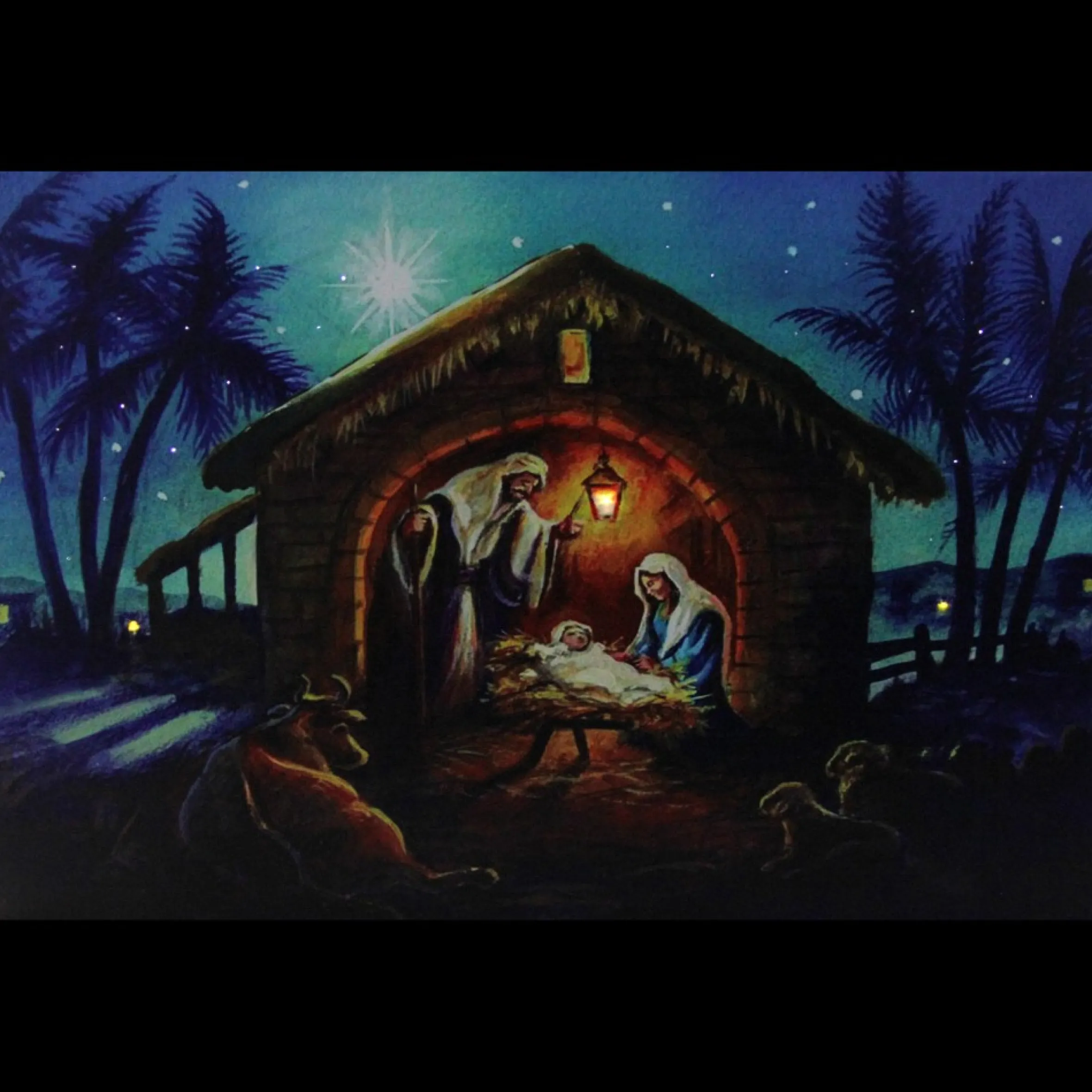 Led Fiber Optic Lighted Nativity Scene Christmas Wall Art 15.75" X 23.5"