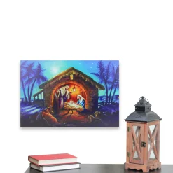 Led Fiber Optic Lighted Nativity Scene Christmas Wall Art 15.75