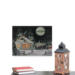 Led Fiber Optic Lighted Santa Claus Coming To Town Christmas Wall Art 15.75