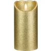 6" Led Gold Glitter Flameless Christmas Decor Candle