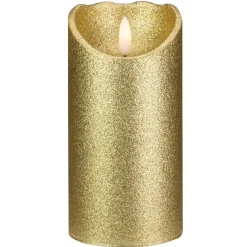 6" Led Gold Glitter Flameless Christmas Decor Candle