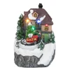 5.5" Led Lighted And Animated House With Train Christmas Village Display Piece